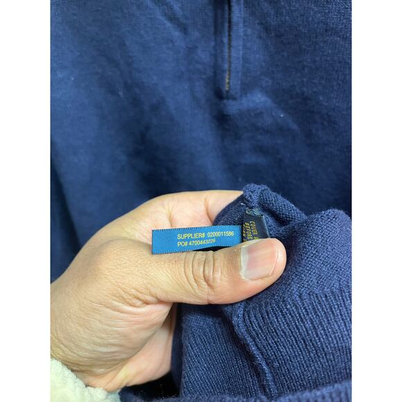 Polo Ralph Lauren - Wool Quarter-Zip Sweater / L / Blue - Picture 6 of 7